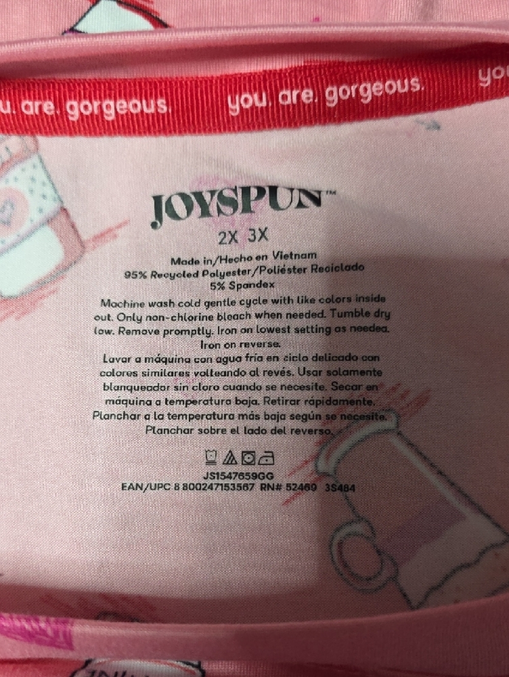 JoySpun Womens Pink Cup Pattern Pajama Dress - Picture 6 of 7